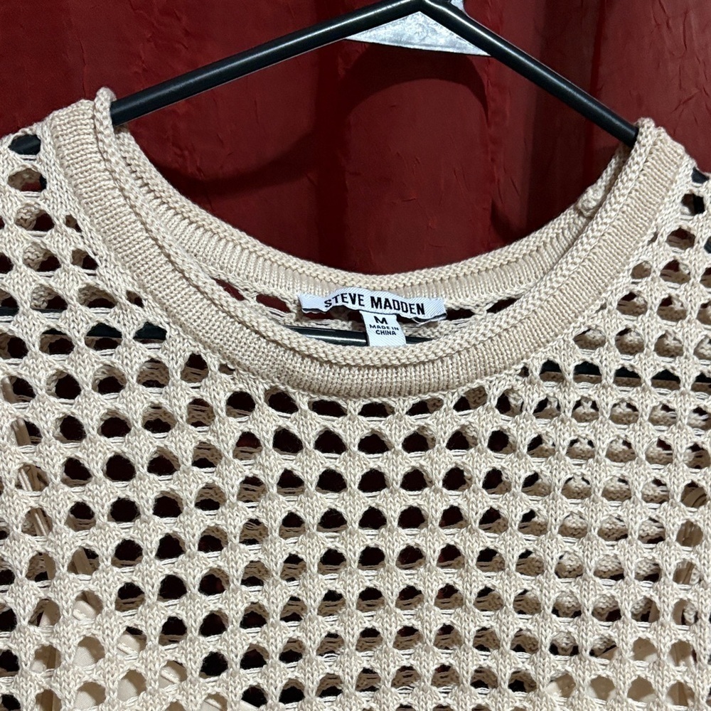 Steve Madden Cream Mesh Tank Top - Picture 3 of 11